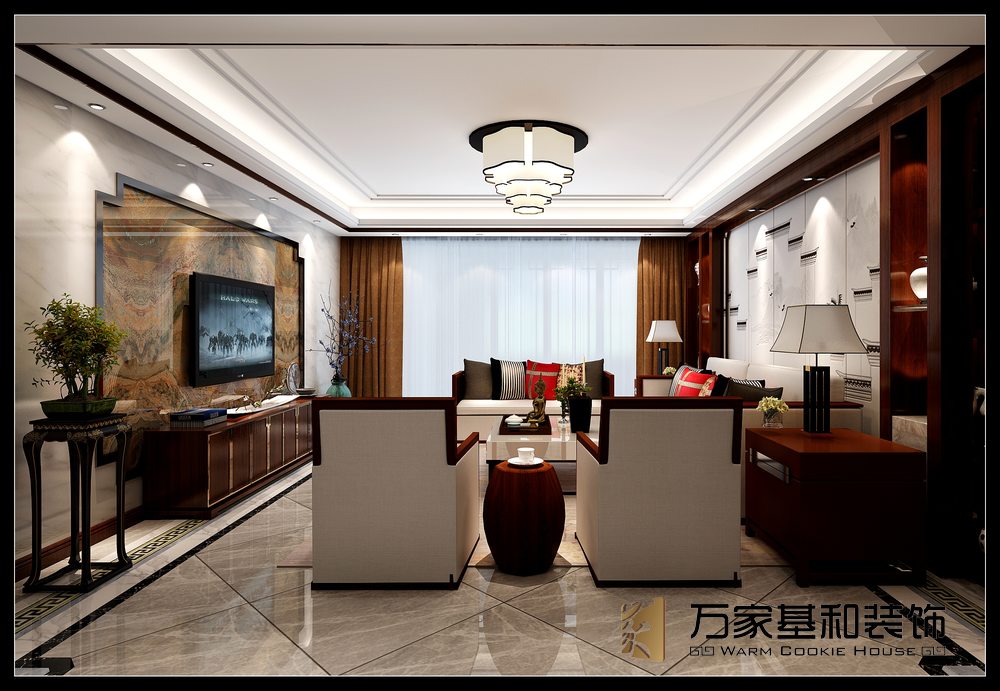 中南锦园400平新中式装修设计案例